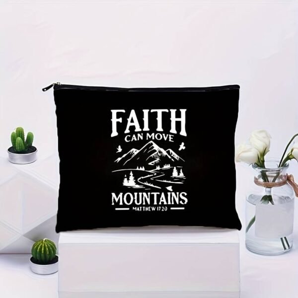 Pochette en tissus noire "Faith can move mountains"