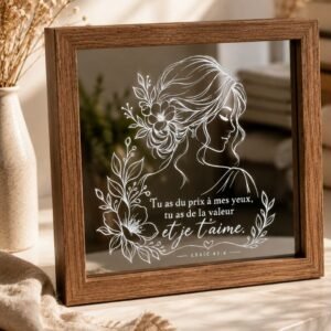 Miroir lumineux "tu as du prix à mes yeux"